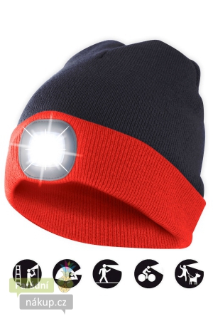 čepice CAP15 s LED světlem červeno-černá