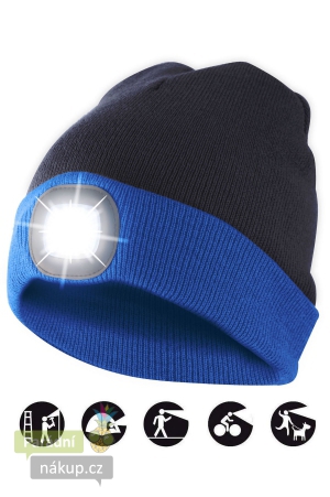 čepice CAP16 s LED světlem modro-černá