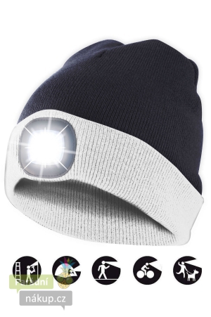 čepice CAP17 s LED světlem bílo-černá