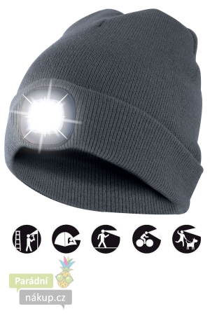 čepice CAP02 s LED světlem tmavě šedá