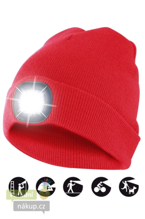 čepice CAP08 s LED světlem červená