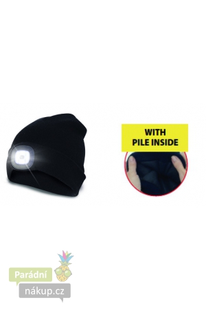 čepice CAP03PILE s LED světlem černá, zateplená