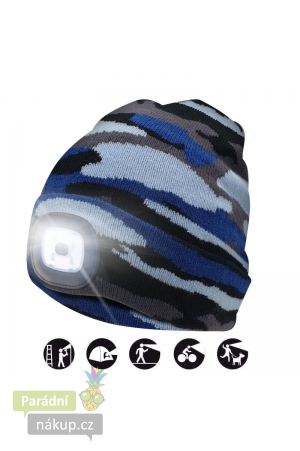 čepice CAP12 s LED světlem maskáčová modrá