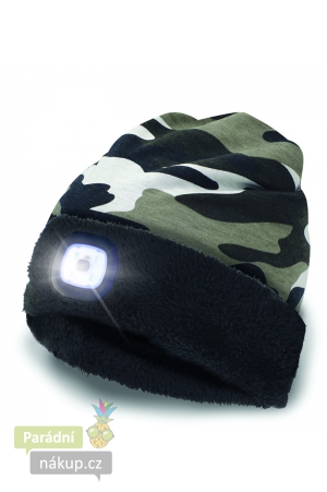 čepice CAP23 s LED světlem maskáčová, zateplená