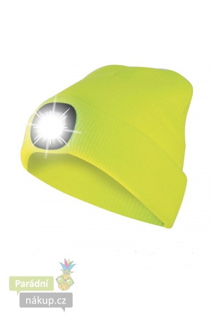 čepice CAP07L s LED světlem limetkově žlutá, s odrazkou