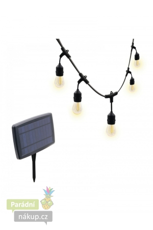 LED světelný řetěz se solárním nabíjením, 8m